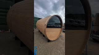Barrel Sauna Build🪵️ #sauna #outdoorsauna #saunalife #wellness