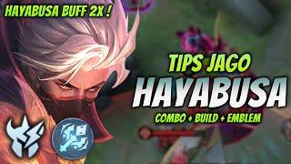 CARA MAIN HAYABUSA BUFF ! BUILD & EMBLEM HAYABUSA TERSAKIT 2024 ! | HAYABUSA JUNGLER GAMEPLAY