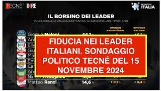 FIDUCIA NEI LEADER ITALIANI. SONDAGGIO POLITICO TECNÉ DEL 15 NOVEMBRE 2024