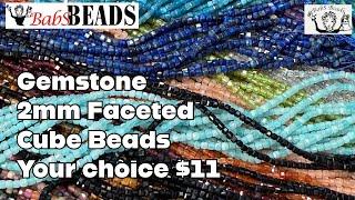 2mm Faceted Gemstone Cube Beads: Tiny Treasures for Jewelry Making!