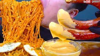 ASMR CARBO FIRE NOODLE & KIELBASA SAUSAGE & CHEESE SAUCE 까르보불닭4봉 & 킬바사소시지 & 치즈소스 REAL SOUND MUKBANG