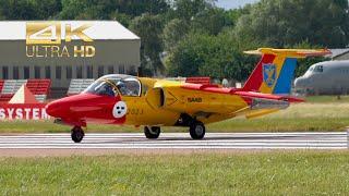 (4K) 3 Saab SK60 105 from Swedish Air Force 60105 60062 60125 arrival RAF Fairford RIAT 2023 AirShow