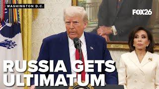 Trump swears in interim U.S. attorney, talks Russia peace talks with Ukraine