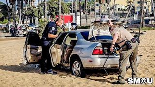 Police Respond to Unusual Discovery: Abandoned Vehicle Found Stuck at Muscle Beach