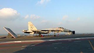 J-15 fighter takes off from China's first domestically built aircraft carrier Shandong