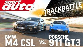 BMW M4 CSL vs. Porsche 911 GT3 (992) | Trackbattle Hockenheim-GP | Tracktest sport auto