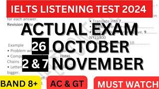 IELTS LISTENING TEST 26 OCTOBER, 2 NOVEMBER & 7 NOVEMBER 2024 WITH ANSWERS | IDP & BC