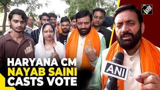 Lok Sabha election phase 6 | Haryana CM Nayab Saini, wife Suman Saini cast votes