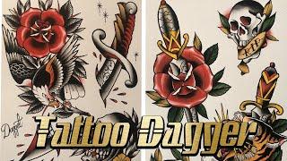 How to draw a Dagger (Tattoo style)