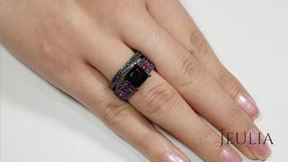 Jeulia Princess Cut Black Diamond Engagement Ring Bridal Sets - Jeulia Jewelry