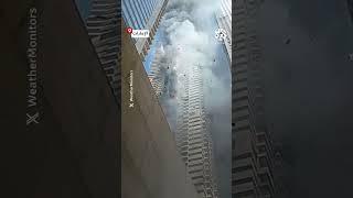 مكون من 67 طابقًا…اندلاع حريق هائل في إحدى ناطحات السحاب بمنطقة مارينا في مدينة دبي الإماراتية