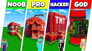 Minecraft Battle: NOOB vs PRO vs HACKER vs GOD: TNT HOUSE BUILD CHALLENGE / Animation