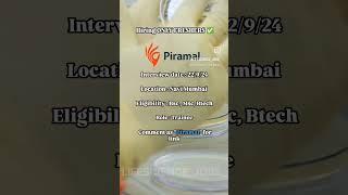 Piramal hiring Freshers | Navi Mumbai jobs | Lifescience jobs | Chemistry jobs Career | Bsc msc jobs