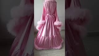 long satin feather robe#featherrobe #satinrobe #longrobe #birthdayrobe #partyrobe #furrobe #pinkrobe