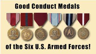 Good Conduct Medals of the Army, Marine Corps, Navy, Air Force, Space Force and Coast Guard .