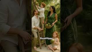 Prince Harry and kids picking coconuts #coconut #drink #fun #cute #happy #family #tropical #love