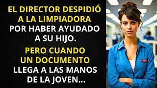 EL DIRECTOR DESPIDIÓ A LA LIMPIADORA POR HABER AYUDADO A SU HIJO. PERO CUANDO UN DOCUMENTO...