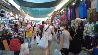 Walking in Izmir: Kemeraltı historical bazaar (Kemeraltı Çarşısı), Turkey, Summer 2021