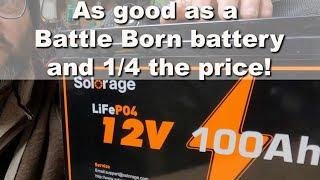 Solorage X lifepo4 12v 100ah battery.  High quality, great performance at a fraction of the price.