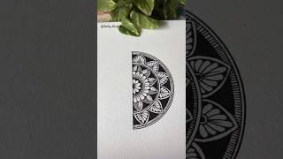 Half Mandala | How to draw a Mandala #mandalashorts #art #mandalatutorial #mandalaart #creativity