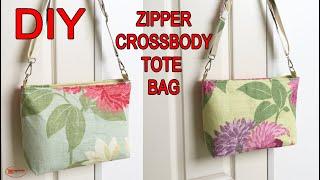 DIY BAG WITH ZIPPER | CROSSBODY BAG SEWING TUTORIAL | DIY TOTE BAG SEWING TUTORIAL |DIY BAG TUTORIAL