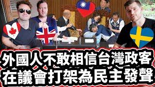 外國人不敢相信台灣政客在議會打架為民主發聲!  Taiwanese Politicians Protecting Democracy With Their Fists?! 