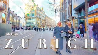 ZURICH SWITZERLAND  Most famous places in city centre Currently Walk around Bahnhofstrasse 4K