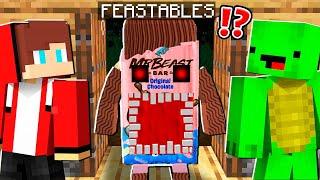 Dont Open Door to Creepy MrBeast FEASTABLES vs Mikey and JJ at 3am in Minecraft Maizen !