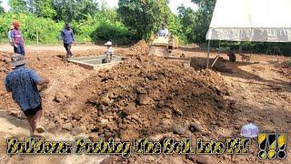 Bulldozer pushing the soil into pit ! complete ! mitsubishi bd2f dumptruck working