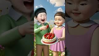 Squid Game Dolls’ Sweet Revenge! Yeong Hee & Cheol Soo’s Strawberry Cake Date  #squidgame  #ai