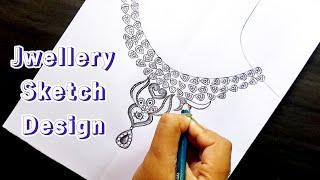 Jwellery sketch design || Necklace drawing || Latest fashion necklace design sketch || Creative Keya