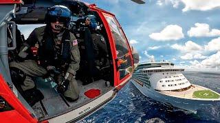 US Coast Guard MH-65 Dolphin Rescue Operation on a Cruise Ship @Defxofficials