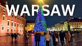 Warsaw, Poland Walking Tour | Old Town & City Streets with Christmas Decorations