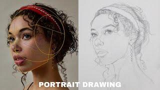 How to draw Accurate proportions  -3/4 VIEW | PORTRAIT DRAWING |