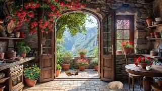 Peaceful Countryside Kitchen | Birds Singing & Bamboo Wind Chimes in a Cozy Mountain Retreat