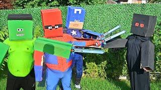 Superheroes Play In Minecraft Costumes