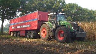 Maïs 2009 Gebr. v.d. Brand met een Fendt 930 met Siga dolly en Walking floor trailer, New Holland FX