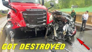 THIS IS WHY YOU DON'T STOP IN FRONT OF A SEMI-TRUCK