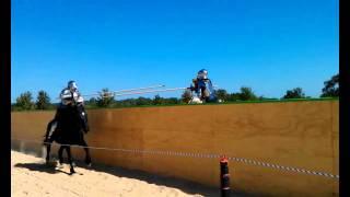 Rod jousts Shane Adams on the set of Full Metal Jousting