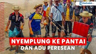 Penampilan Pembalap MotoGP Pungut Sampah hingga 'Nyemplung' ke Pantai Tanam Terumbu Karang