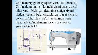 Ustki kiyimda chok davomida joylashgan cho'ntaklarga ishlov berish