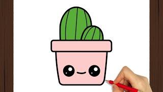 How To Draw a CACTUS KAWAII EASY I Como desenhar um CACTUS KAWAII I Fácil