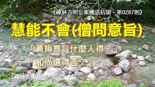 《禪林古則公案機語拈頌‧第0287則‧（東土六祖）慧能不會（僧問意旨）》「黃梅意旨什麼人得？」「和尚還得否？」