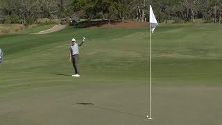 Mackenzie Hughes chips in for a helpful birdie at The RSM Classic