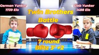 German Yunker (Tweedledum) (1739) VS Gleb Yunker (Tweedledee) (1488) - Yunker Chess & CO - Blitz