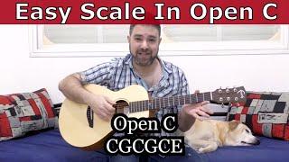 A Gorgeous and Easy Exotic Scale in Open C -- Guitar Lesson