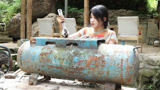 天才女孩修复战损级气泵，花一星期修好，动力十足！Genius girl repairs battle-damaged air pump| 林果儿