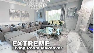 EXTREME LIVING ROOM MAKEOVER | DIY Wall Wainscoting | Aesthetic Living Room Transformation