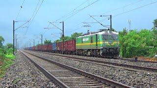 High Speed Green Monster wag9 Haluing Full Loaded Boxn Wagons Freight Train || Indian Railways