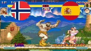 #fightcade Super Street Fighter 2 Turbo  LSK (Norway) vs marckarcade (Spain) 超级街霸2X